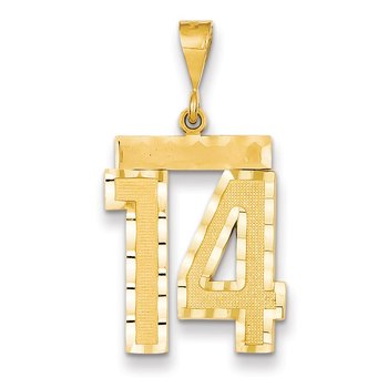 14k Large Brushed Diamond-cut Number 14 Charm