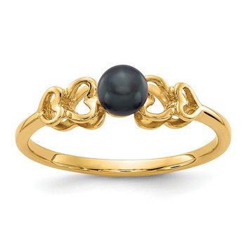 14k 4mm Black FW Cultured Pearl ring