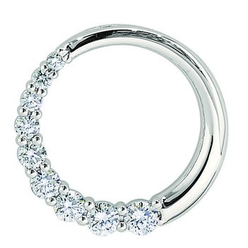 14K White Gold Pendant Circle with Graduating Journey Prong Set Diamond 1.00 Ctw