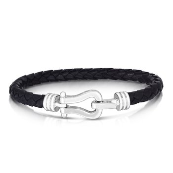 Sterling Silver 8.5in Polished Bracelet with Hook & Snap Clasp