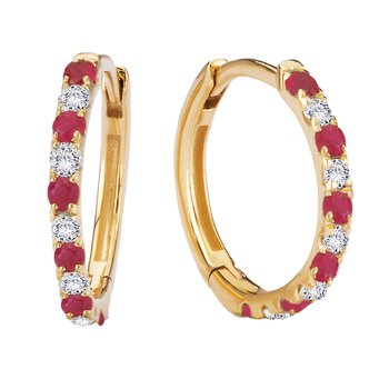 Diamond and Ruby Huggie Fashion Earrings