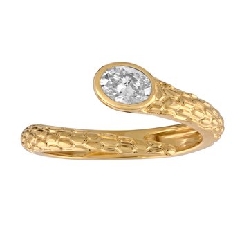 Textura™ 14K Yellow Gold Textured Open Ended Bypass One Bezel Set Oval Cut Diamond 0.32 Ctw