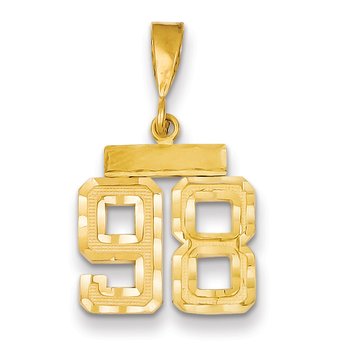 14k Small Brushed Diamond-cut Number 98 Charm