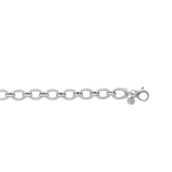 Sterling Silver 8in White Diamond Cut/ Textured Bracelet with Figure 8 Clasp