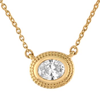 Textura™ 14K Yellow Gold Bezel Set Oval Cut Solitaire Textured Surround Diamond 0.25 Ctw