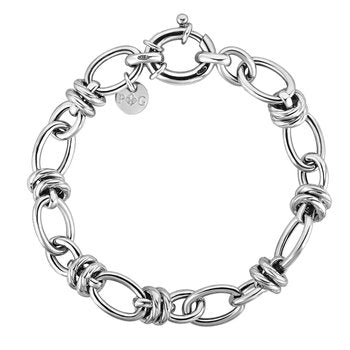Sterling Silver 7.75in White Polished Bracelet with Giant Spring Ring Clasp
