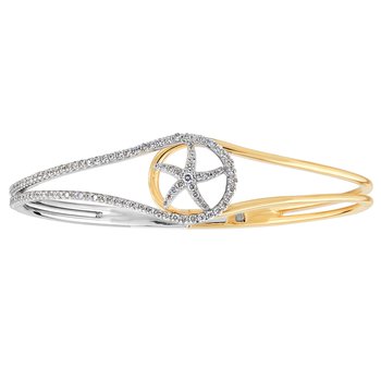 Bangle: 14TT Starfish in Circle Center Negative Space Hinged 112 Rd. 1.00 Ctw