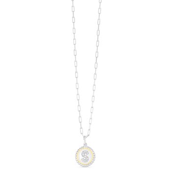 18K & Sterling Silver 20in Diamond Cut/ Textured Necklace with Pear Shaped Lobster Clasp