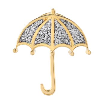 14K Yellow Gold Pave Set Open Umbrella Diamond Pendant 0.20 Ctw