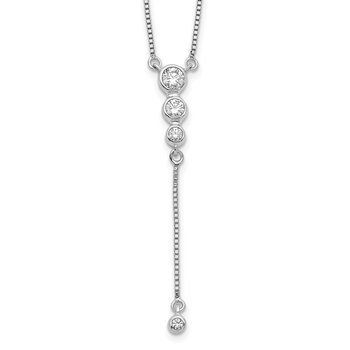14k White Gold 1/4 carat Diamond Graduated 3-stone with Dangle 18 inch Y-Necklace