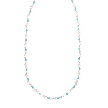 Silver Enamel Hearts Chain Necklace
