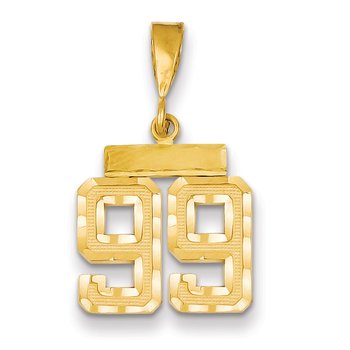 14k Small Brushed Diamond-cut Number 99 Charm