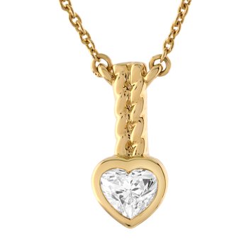 Textura™ 14K Yellow Gold Bezel Set Heart Shape Textured Bail Diamond 0.30 Ctw