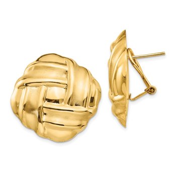 14k Polished & Satin Omega Back Post Earrings