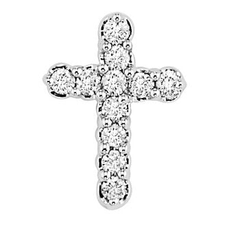 14K White Gold Pendant Bead Set Classic Style Cross Diamond 0.50 Ctw