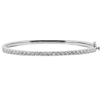 VERDE™ 14k White Gold Prong Set Hinged Bangle 2.00 Ctw LAB GROWN DIAMONDS