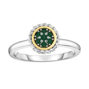 18K & Sterling Silver Yellow & Rhodium Polished Ring