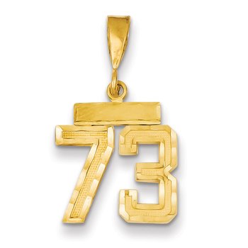 14k Small Brushed Diamond-cut Number 73 Charm