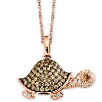 Cinnamon Dulce™ 14K Rose Gold Cognac Pave Set Turtle Diamond & Cognac 0.48 Ctw