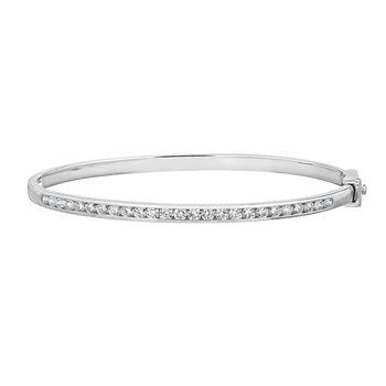 14K White Gold Classic Channel Set Hinged Bangle Diamond 1.00 Ctw