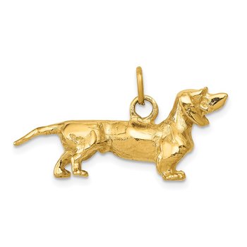 14k 3D Dachshund Dog Charm