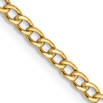 14K 10 inch 2.5mm Semi-Solid Curb with Lobster Clasp Anklet