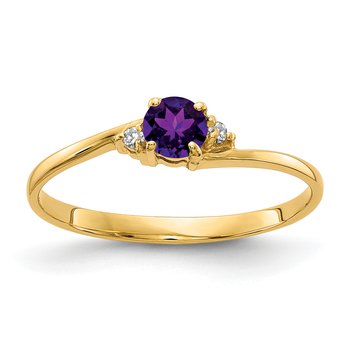 14k 4mm Amethyst AAA Diamond ring