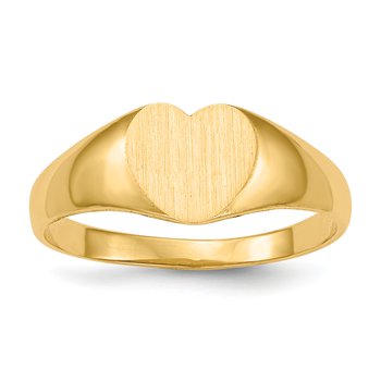14k 8.0x6.5mm Closed Back Heart Signet Ring