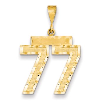 14k Large Brushed Diamond-cut Number 77 Charm
