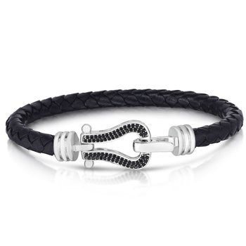 Sterling Silver 8in Rhodium Polished Bracelet with Hook & Snap Clasp