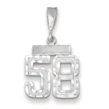 14kw Small Brushed Diamond-cut Number 58 Charm
