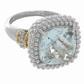 18K & Sterling Silver Diamond Cut/ Textured Popcorn Size-7 Ring