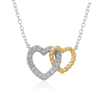 10K Two Tone Necklace 601201 Diamond 0.10 Ctw