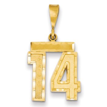 14k Medium Diamond-cut Number 14 Charm