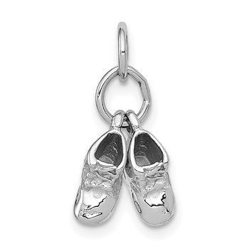 14k 3D Moveable White Gold Baby Shoes Charm