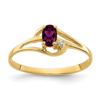 14k 5x3mm Oval Rhodolite Garnet AAA Diamond ring