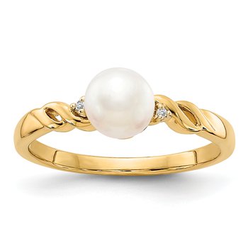14k FW Cultured Pearl and Diamond Twist Ring