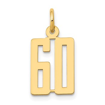 14k Small Elongated Number 60 Charm