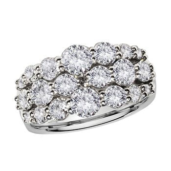 Triple Row Diamond Fashion Ring