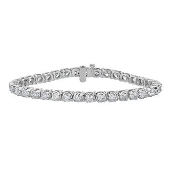 14K White Gold 4 Prong Classic U Shape Low Profile Settings Diamond Bracelet 1.00 Ctw