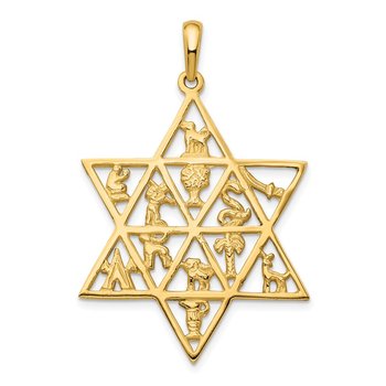 14K Star Of David 12 Tribes Pendant