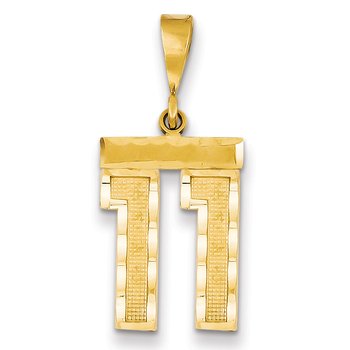 14k Medium Diamond-cut Number 11 Charm