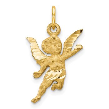 14k Diamond-cut Angel Charm