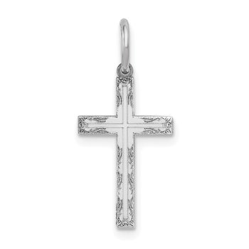 14K White Gold Laser Designed Cross Charm