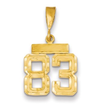 14k Small Brushed Diamond-cut Number 83 Charm