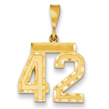 14k Medium Diamond-cut Number 42 Charm