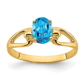 14k 7x5mm Oval Blue Topaz ring