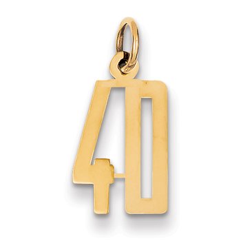 14k Small Elongated Number 40 Charm