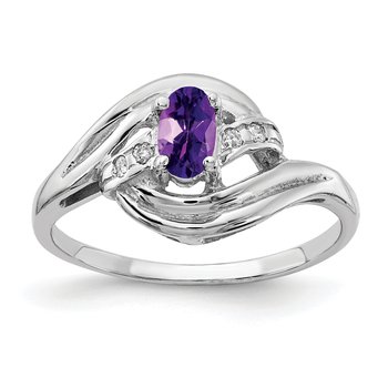 14k White Gold 5x3mm Oval Amethyst AAA Diamond ring