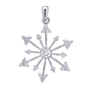 Diamond Frost™ 14k White Gold Diamond Set Snowflake Polished Bail Pendant Diamond 0.33 Ctw